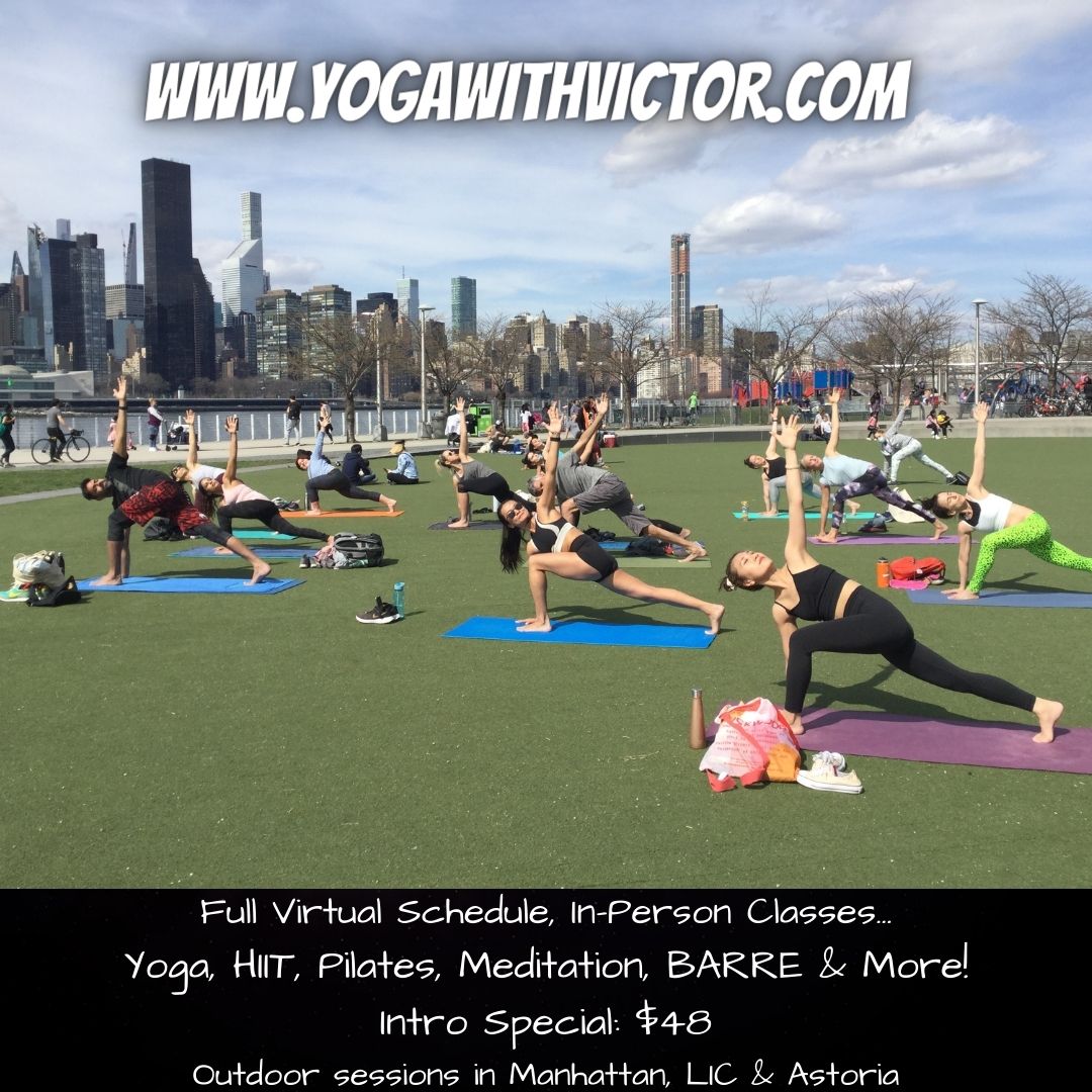 NYC Park Yoga Outdoor Power Flow Hunters Point Park South Astoria Long Island City TimeOutNY Victor Cotto Summer Spring 2021  Vicyasa™ Queens Brooklyn 